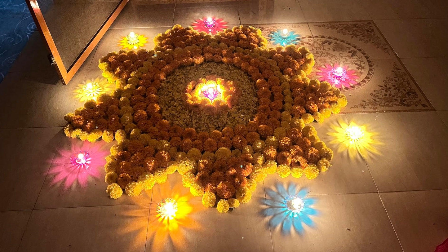 3d Lotus Reflection Water Sensor Led Diyas 🪔🪔🪔🪔.      Pack Of 12 (12 Cotton wicks & 12 Spring)____