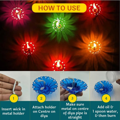 3d Lotus Reflection Water Sensor Led Diyas 🪔🪔🪔🪔.      Pack Of 12 (12 Cotton wicks & 12 Spring)____