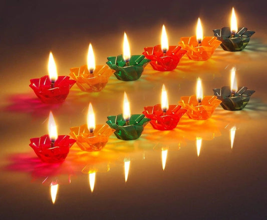 3d Lotus Reflection Water Sensor Led Diyas 🪔🪔🪔🪔.      Pack Of 12 (12 Cotton wicks & 12 Spring)____