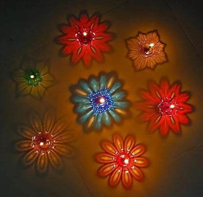 3d Lotus Reflection Water Sensor Led Diyas 🪔🪔🪔🪔.      Pack Of 12 (12 Cotton wicks & 12 Spring)____