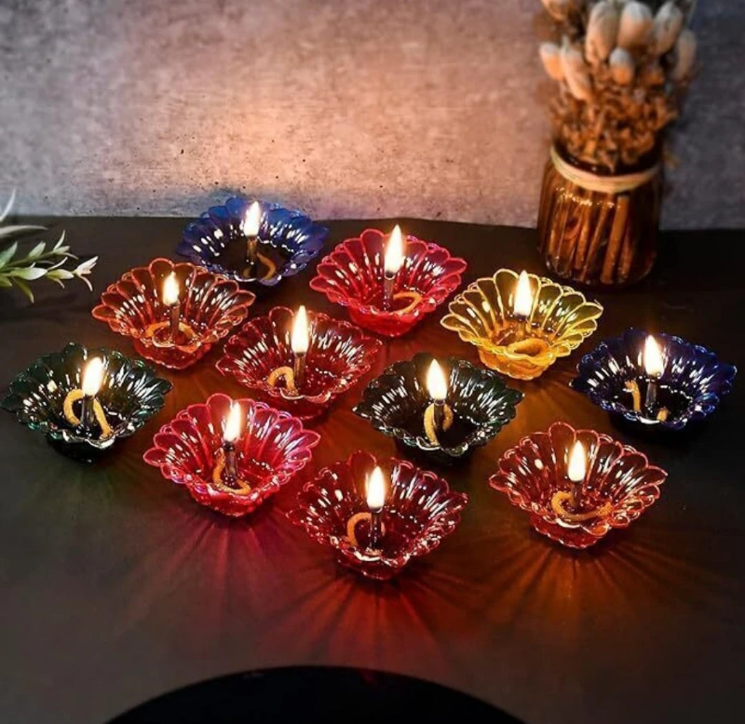 3d Lotus Reflection Water Sensor Led Diyas 🪔🪔🪔🪔.      Pack Of 12 (12 Cotton wicks & 12 Spring)____